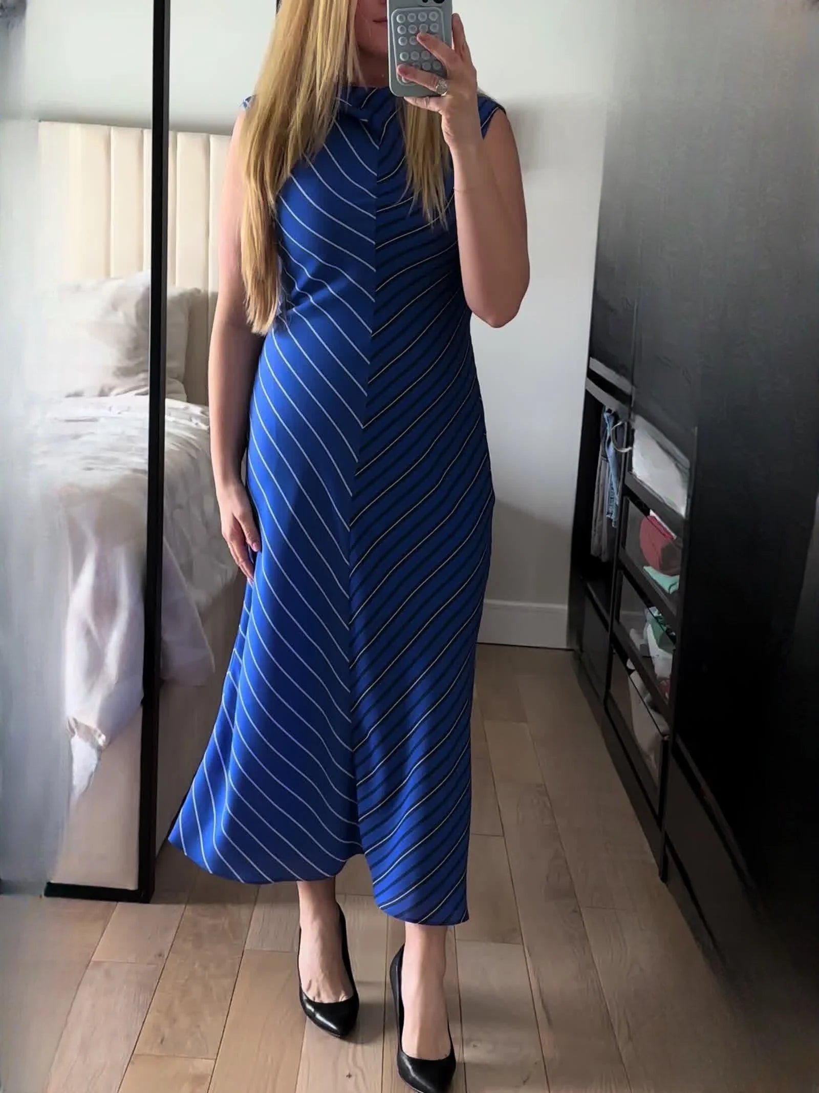 Ladies Summer New Midi Dress Fashion Vintage Striped Back Zipper Sleeveless Women Elegant Streetwear Dress Clothing