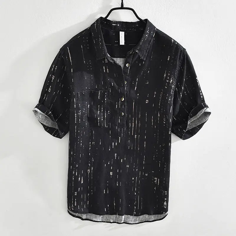Summer Men Clothing 2026 New Fashion Casual Versatile Shirt Short-sleeved Top Loose Printed Thin