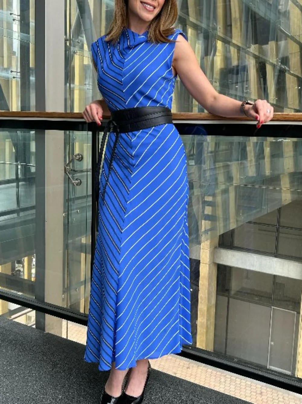 Ladies Summer New Midi Dress Fashion Vintage Striped Back Zipper Sleeveless Women Elegant Streetwear Dress Clothing