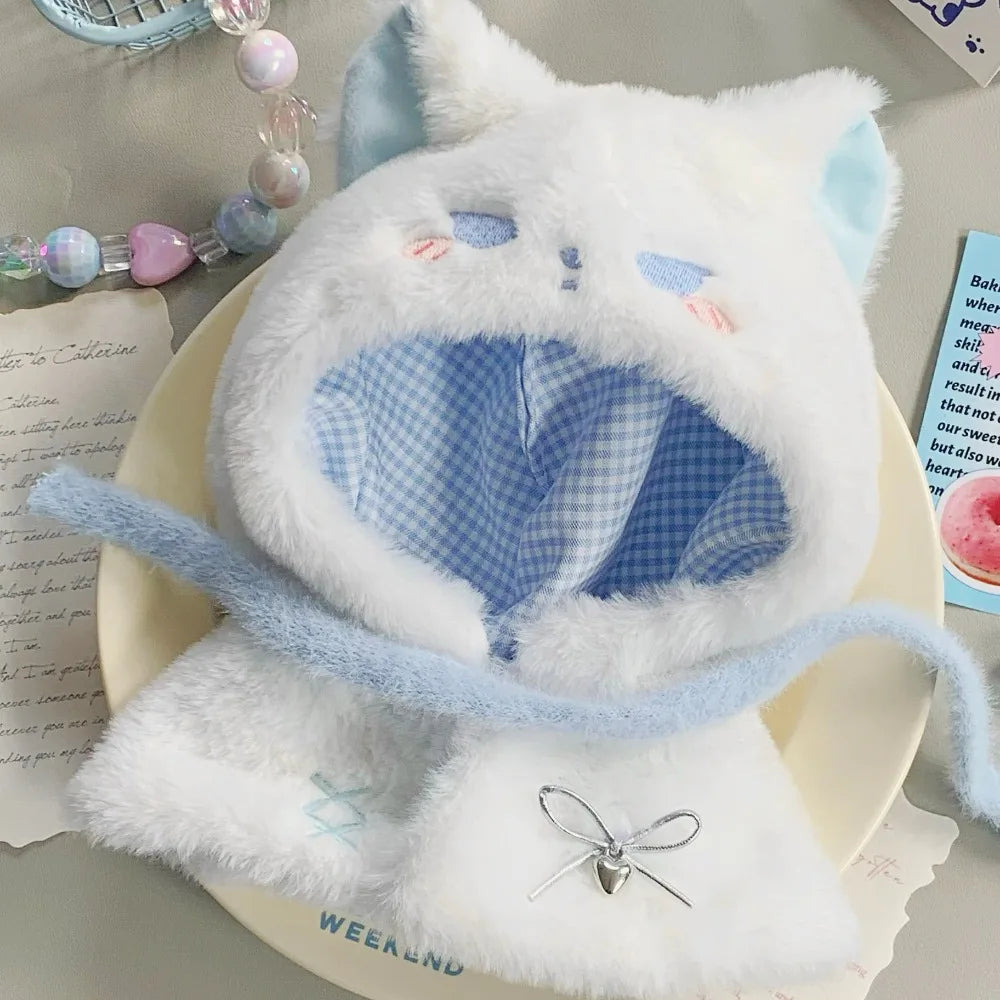 Plush Cloak 10cm Cotton Doll Clothes Suit Cute 20cm Doll Clothes Outfit Dress Up Blue Doll Clothes Set Children's Gift