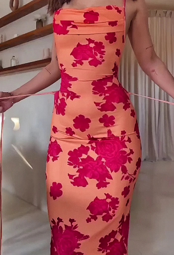 Wholesale of sexy backless lace-up and printed halter dresses for women in summer 2025