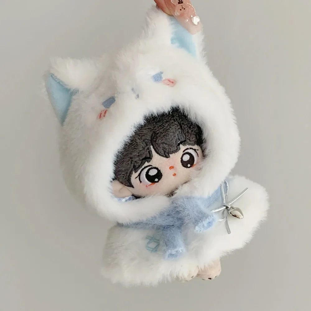Plush Cloak 10cm Cotton Doll Clothes Suit Cute 20cm Doll Clothes Outfit Dress Up Blue Doll Clothes Set Children's Gift